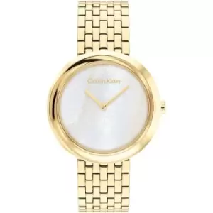 Calvin Klein Womens Calvin Klein gold plated bracelet watch - Gold and Mother of pearl