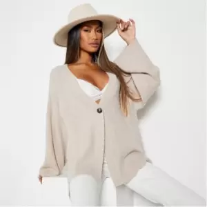 I Saw It First Recycled Blend Wide Sleeve Oversized Cosy Knit Cardigan Co-Ord - Brown