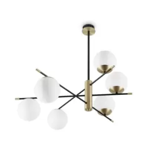 Ideal Lux gourmet 6 Light Globe Multi Arm Semi Flush Ceiling Lamp Black