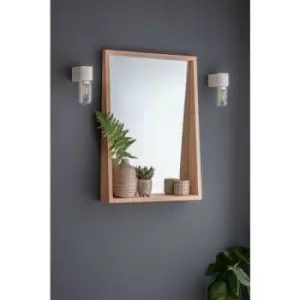 Southbourne Wooden Wall Mirror With Shelf Hallway 70x50cm Beech - Garden Trading