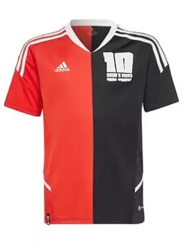 Boys, adidas Messi 10 Junior Jersey, Black/Red, Size 9-10 Years