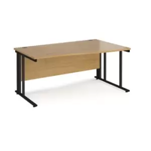 Office Desk Right Hand Wave Desk 1600mm Oak Top With Black Frame Maestro 25 MCM16WRKO