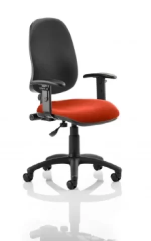 Eclipse I Lever Task Operator Chair Black Back Bespoke Seat With Height Adjustable Arms In Orange