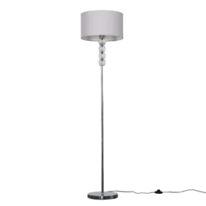 Eleanor Chrome Floor Lamp with Large Cool Grey Reni Shade