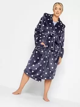 Yours Heart Print Hooded Robe, Purple, Size 18-20, Women