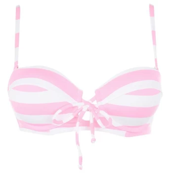 Jack Wills Keens Triangle Bikini Top - Pink STRIPE 070