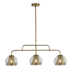 3 Light Pendant Bar Mesh Satin Brass, E27