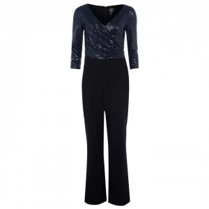 Adrianna Papell Sequin Top Jumpsuit - NAVY BLACK