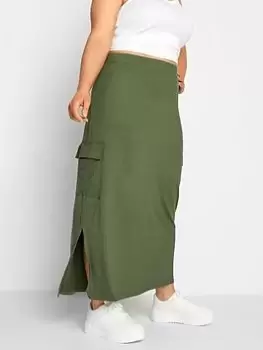 Yours Maxi V/e Cargo Skirt Khaki, Green, Size 18, Women