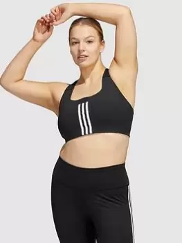 adidas Train 3 Stripes Bra - Medium Support - Plus Size - Black, Size 3X, Women