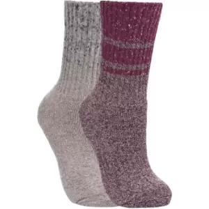 Trespass Womens/Ladies Hadley Hiking Boot Socks (2 Pairs) (3/6 UK) (Grape Wine/Oatmeal)