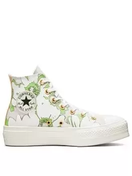 Converse Chuck Taylor All Star Lift Floral Canvas Hi - Beige, Beige, Size 6, Women