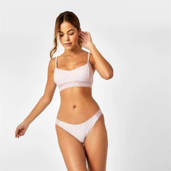 Jack Wills Eco V Neck Ribbed Bikini Top - Pink Dot