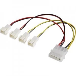 PC fan Y cable [4x PC fan plug 3-pin - 1x IDE power plug 4-pin] 15.00cm Black, Red, Yellow Akasa