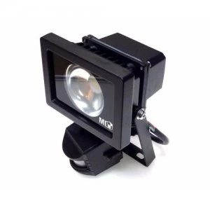 KnightsBridge Black LED Energy Saving Die-Cast Aluminium Floodlight With PIR Indoor Outdoor Lighting - 10 Watt