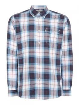 Mens Barbour Windowpane Shirt Blue