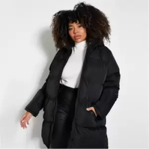 I Saw It First Plus Size Padded Hooded - Black