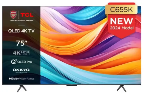 TCL 75" 75C655K Smart 4K Ultra HD QLED TV