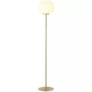 Luminosa Lighting - Luminosa Cheektowaga Medium Oval Ball Floor Lamp E27 Satin Gold Base With Frosted White Glass Globe