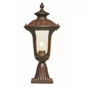 Outdoor IP44 1 Bulb Wall Ground Pedestal Rusty Bronze Patina LED E27 100W