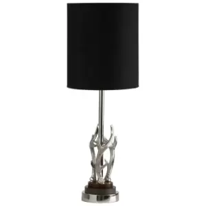 Premier Housewares Antler Table Lamp with Marble Base Aluminium & Black Drum Shade