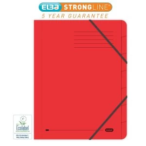 Elba Boston Foolscap Part File Pressboard Elasticated 7 Part Red Pack of 5