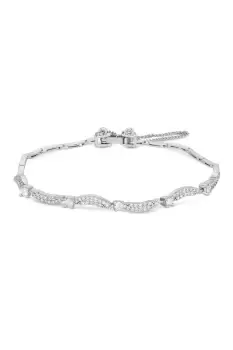 Rhodium Plated Delicate Swirl Cubic Zirconia Bracelet