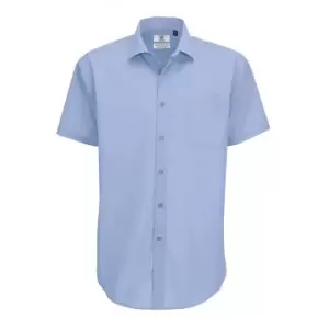 B&C Mens Smart Short Sleeve Shirt / Mens Shirts (S) (Business Blue)