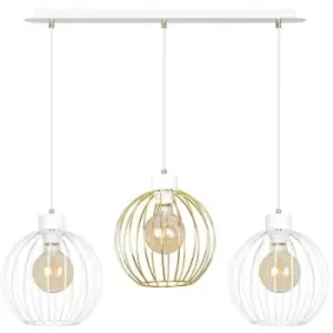 Emibig Pineta White/Gold Bar Pendant Ceiling Light 3x E27