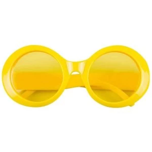 Round Neon Glasses Yellow Fancy Dress Accessory