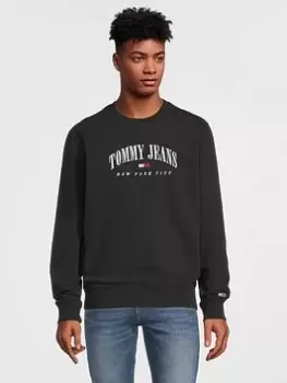 Tommy Jeans TJM Small Varsity Sweatshirt - Black, Size 2XL, Men