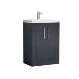 Nuie Deco 600mm Floor Standing 2 Door Vanity & Basin 3 - Satin Anthracite