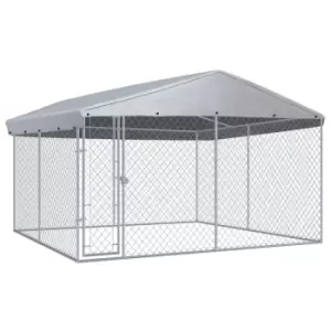 Vidaxl Outdoor Dog Kennel With Roof 382X382X225 Cm