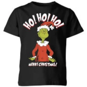 The Grinch Ho Ho Ho Smile Kids Christmas T-Shirt - Black - 11-12 Years