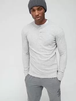 Superdry Long Sleeve Grandad Top - Grey Size XL Men