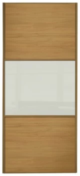 Sliding Wardrobe Door W914mm 3 Panel Oak & Soft White Glass