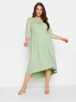 Yours Lace High Low Dress, Green, Size 14, Women