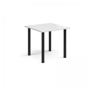 Rectangular Black radial leg meeting table 800mm x 800mm - white