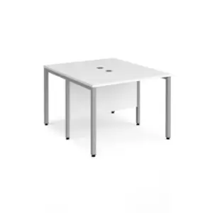 Office Desk 2 Person Rectangular Desk 1000mm White Tops With Silver Frames 1200mm Depth Maestro 25