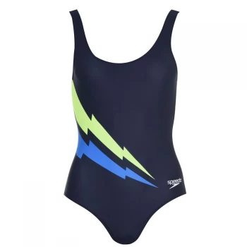 Speedo U Back Swimsuit Ladies - Navy/Yellow