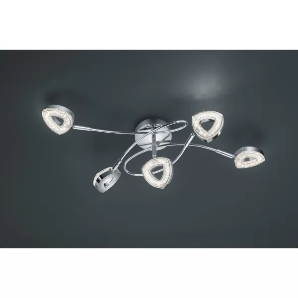 Tours Modern 5 Light Multi Arm Semi Flush Ceiling Lamp Chrome 3000K