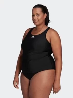 adidas Sh3.ro 3-stripes Tankini Top (plus Size), Black/White, Size 1X, Women