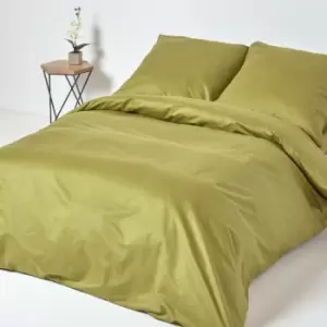 Olive Green Continental Egyptian Cotton Duvet Cover Set 1000 Thread Count, 240 x 220cm - Olive Green - Olive Green - Homescapes