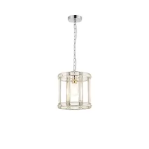 Vestal Round Drum Ceiling Pendant, Semi Ceiling Lamp, E27, Polished Nickel