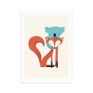 East End Prints Fox and Koala Print Orange/Blue