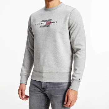 Tommy Hilfiger Mens Line Flag Crewneck Sweatshirt - Light Grey Heather - S