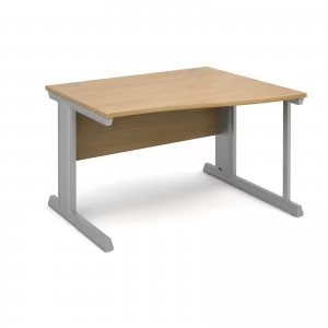 Vivo Right Hand Wave Desk 1200mm - Silver Frame Oak Top