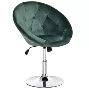 Homcom Velvet Button Tufted Swivel Dining Height Adjustable Armless Tub Chair Green