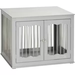 Dog Crate End Table w/ Locks and Latches, for Medium Dogs - Grey - Pawhut