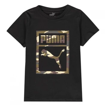 Puma Box QT T Shirt Junior Boys - Black/ Camo